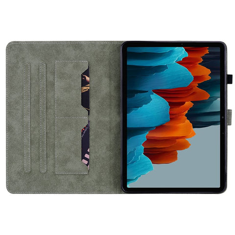 For Samsung Galaxy Tab S10 FE / S9 FE / S9 Stand Folio Tablet Case PU Leather Cute Tiger Pattern Cover with Card Holder