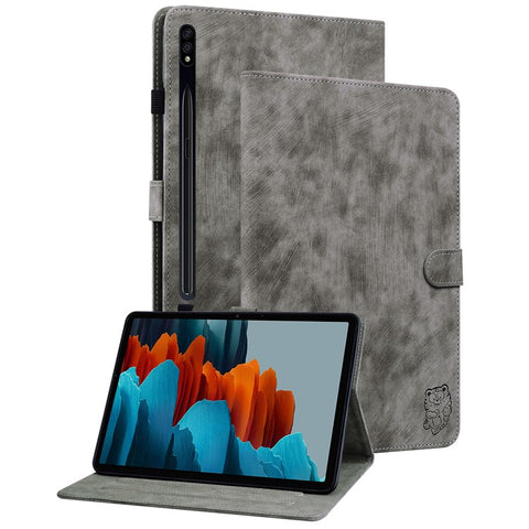 For Samsung Galaxy Tab S10 FE / S9 FE / S9 Stand Folio Tablet Case PU Leather Cute Tiger Pattern Cover with Card Holder