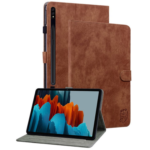 For Samsung Galaxy Tab S10 FE / S9 FE / S9 Stand Folio Tablet Case PU Leather Cute Tiger Pattern Cover with Card Holder