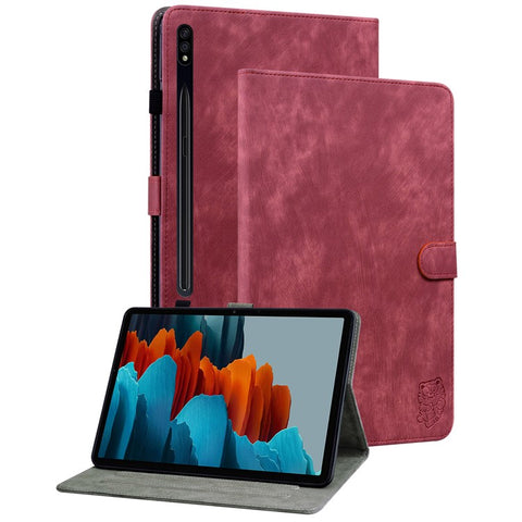 For Samsung Galaxy Tab S10 FE / S9 FE / S9 Stand Folio Tablet Case PU Leather Cute Tiger Pattern Cover with Card Holder