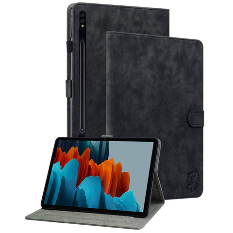 For Samsung Galaxy Tab S10 FE / S9 FE / S9 Stand Folio Tablet Case PU Leather Cute Tiger Pattern Cover with Card Holder
