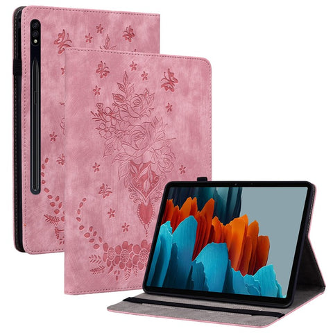 For Samsung Galaxy Tab S10 FE / S9 FE / S9 Stand Folio Case PU Leather Imprinted Cards Holder Tablet Cover