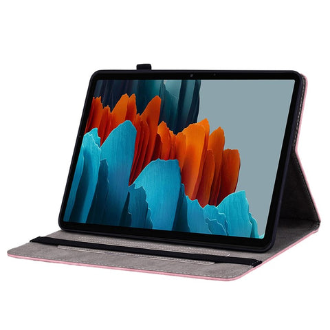 For Samsung Galaxy Tab S10 FE / S9 FE / S9 Stand Folio Case PU Leather Imprinted Cards Holder Tablet Cover