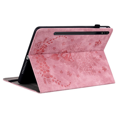 For Samsung Galaxy Tab S10 FE / S9 FE / S9 Stand Folio Case PU Leather Imprinted Cards Holder Tablet Cover