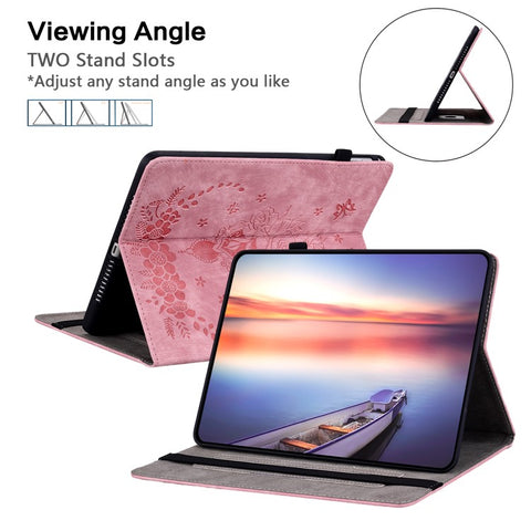 For Samsung Galaxy Tab S10 FE / S9 FE / S9 Stand Folio Case PU Leather Imprinted Cards Holder Tablet Cover