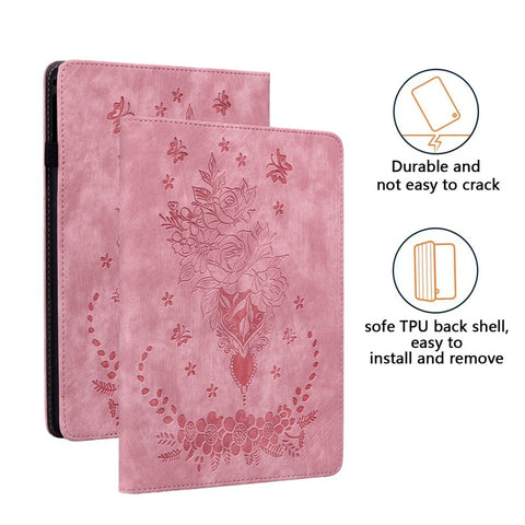 For Samsung Galaxy Tab S10 FE / S9 FE / S9 Stand Folio Case PU Leather Imprinted Cards Holder Tablet Cover