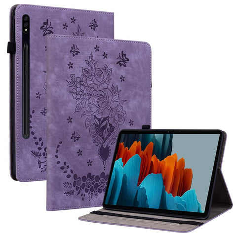 For Samsung Galaxy Tab S10 FE / S9 FE / S9 Stand Folio Case PU Leather Imprinted Cards Holder Tablet Cover