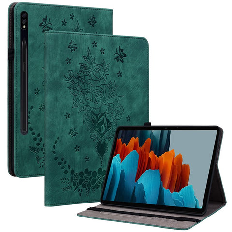 For Samsung Galaxy Tab S10 FE / S9 FE / S9 Stand Folio Case PU Leather Imprinted Cards Holder Tablet Cover
