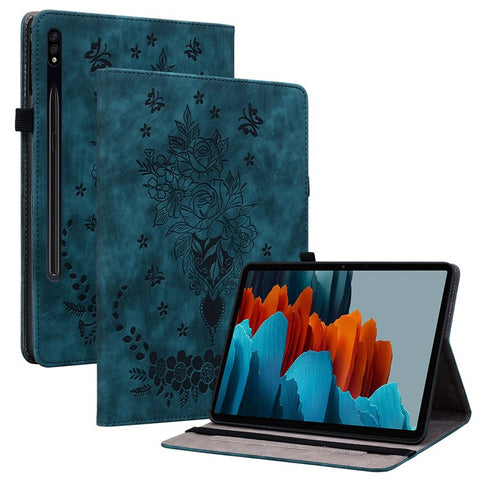 For Samsung Galaxy Tab S10 FE / S9 FE / S9 Stand Folio Case PU Leather Imprinted Cards Holder Tablet Cover
