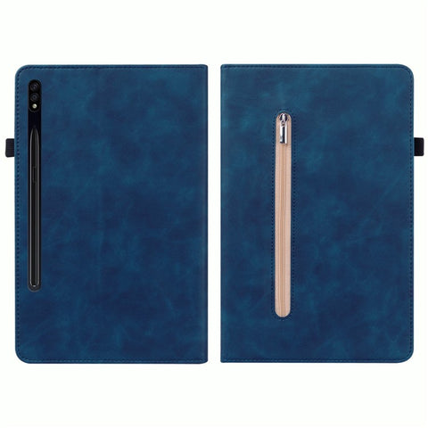 For Samsung Galaxy Tab S9 PU Leather Flip Stand Shell Zipper Pocket Card Slots Wallet Tablet Case