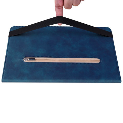 For Samsung Galaxy Tab S9 PU Leather Flip Stand Shell Zipper Pocket Card Slots Wallet Tablet Case
