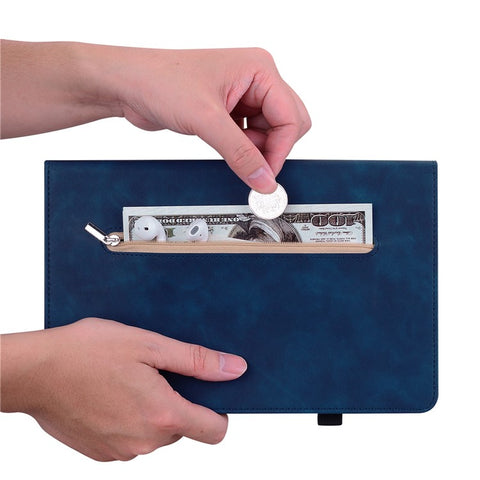For Samsung Galaxy Tab S9 PU Leather Flip Stand Shell Zipper Pocket Card Slots Wallet Tablet Case