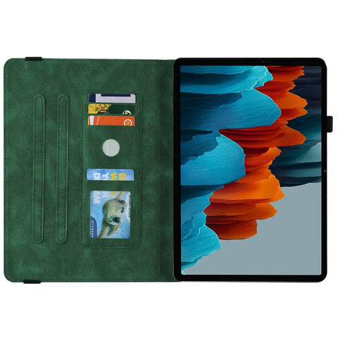 For Samsung Galaxy Tab S10 FE / S9 FE / S9 PU Leather Stand Cover Imprinted Butterfly Flower Card Holder Tablet Case