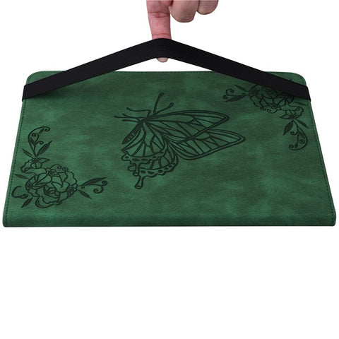 For Samsung Galaxy Tab S10 FE / S9 FE / S9 PU Leather Stand Cover Imprinted Butterfly Flower Card Holder Tablet Case