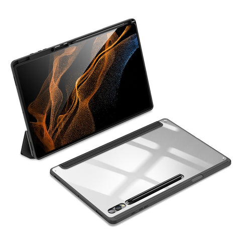 DUX DUCIS TOBY Series For Samsung Galaxy Tab S9 Ultra Tri-fold Stand Case PU Leather Smart Tablet Cover with Pencil Holder