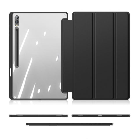 DUX DUCIS TOBY Series For Samsung Galaxy Tab S9 Ultra Tri-fold Stand Case PU Leather Smart Tablet Cover with Pencil Holder