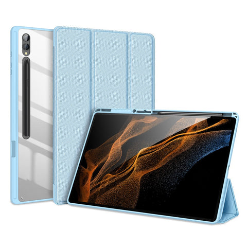 DUX DUCIS TOBY Series For Samsung Galaxy Tab S9 Ultra Tri-fold Stand Case PU Leather Smart Tablet Cover with Pencil Holder
