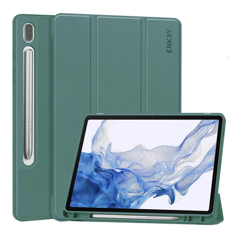 ENKAY HAT PRINCE For Samsung Galaxy Tab S9 Tri-fold Stand Tablet Case PU Leather + TPU Smart Cover with Pencil Holder