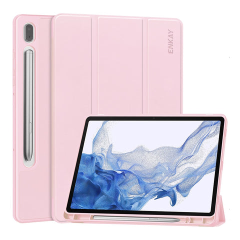 ENKAY HAT PRINCE For Samsung Galaxy Tab S9 Tri-fold Stand Tablet Case PU Leather + TPU Smart Cover with Pencil Holder