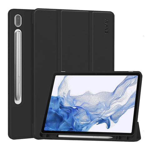 ENKAY HAT PRINCE For Samsung Galaxy Tab S9 Tri-fold Stand Tablet Case PU Leather + TPU Smart Cover with Pencil Holder