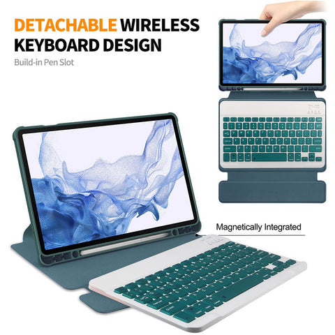 ENKAY HAT PRINCE For Samsung Galaxy Tab S9 PU Leather + TPU Tablet Case Rotating Stand Smart Cover with Detachable Keyboard