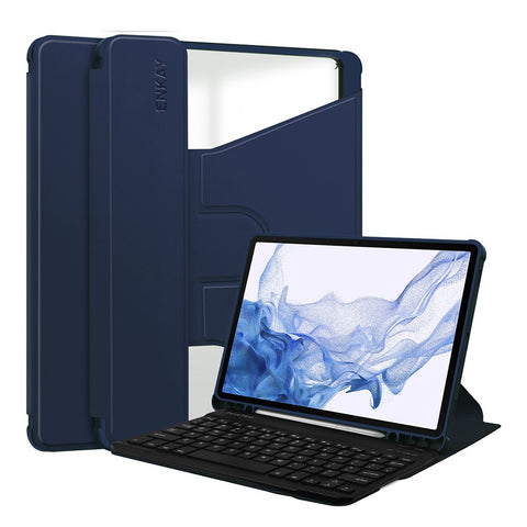 ENKAY HAT PRINCE For Samsung Galaxy Tab S9 PU Leather + TPU Tablet Case Rotating Stand Smart Cover with Detachable Keyboard