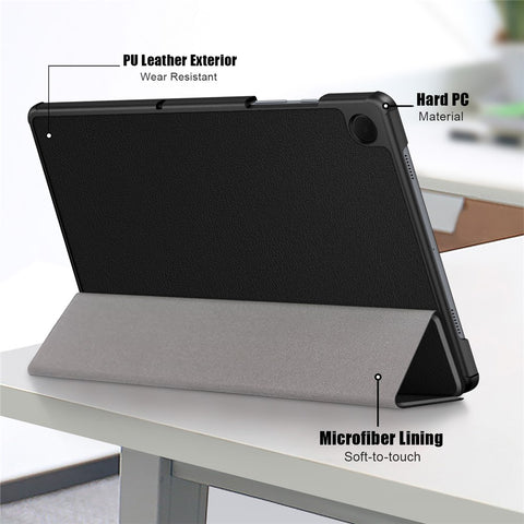 For Samsung Galaxy Tab A11+ / A9+ Solid Color Tablet Case PU Leather+PC Protective Cover with Tri-Fold Stand