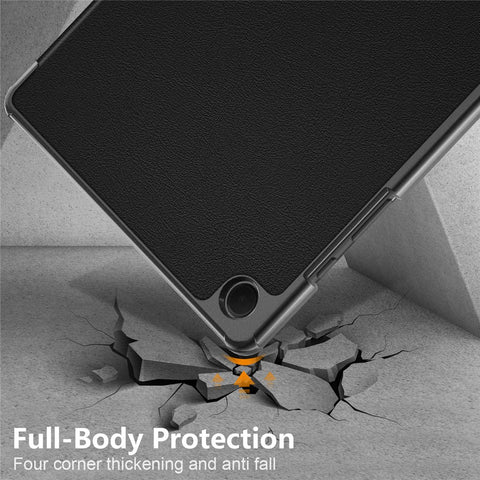 For Samsung Galaxy Tab A11+ / A9+ Solid Color Tablet Case PU Leather+PC Protective Cover with Tri-Fold Stand