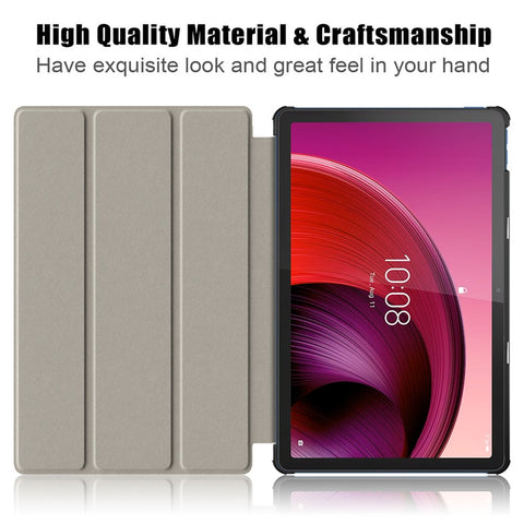 Trifold Stand Cover for Lenovo Tab M10 5G TB-360ZU , PU Leather Pattern Printing Tablet Case with Auto Sleep / Wake