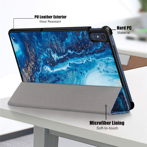 Trifold Stand Cover for Lenovo Tab M10 5G TB-360ZU , PU Leather Pattern Printing Tablet Case with Auto Sleep / Wake