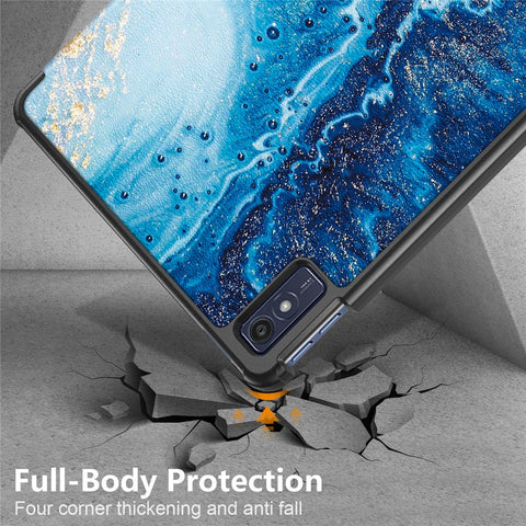 Trifold Stand Cover for Lenovo Tab M10 5G TB-360ZU , PU Leather Pattern Printing Tablet Case with Auto Sleep / Wake