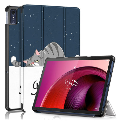 Trifold Stand Cover for Lenovo Tab M10 5G TB-360ZU , PU Leather Pattern Printing Tablet Case with Auto Sleep / Wake
