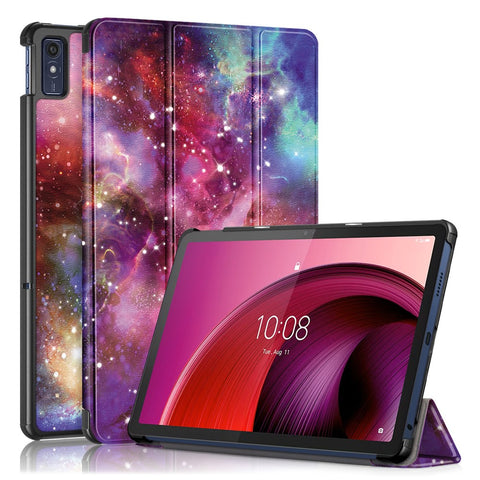 Trifold Stand Cover for Lenovo Tab M10 5G TB-360ZU , PU Leather Pattern Printing Tablet Case with Auto Sleep / Wake