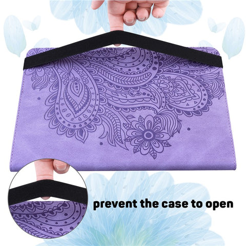 For Samsung Galaxy Tab S10 FE / S9 FE / S9 PU Leather Card Holder Tablet Case Flower Imprinting Support Stand Cover