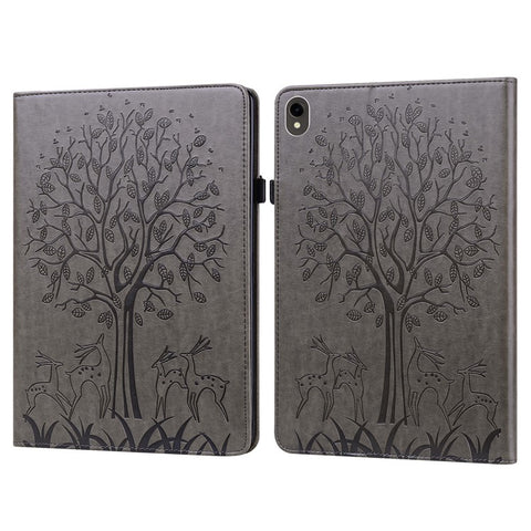 For Samsung Galaxy Tab S10 FE / S9 FE / S9 Tree Deer Imprinted Stand Cover PU Leather Card Holder Tablet Case