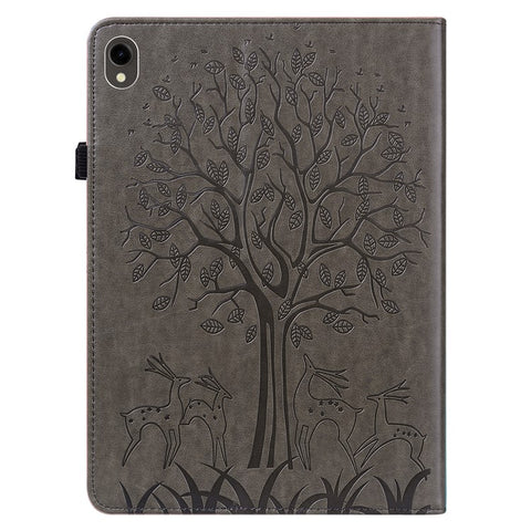 For Samsung Galaxy Tab S10 FE / S9 FE / S9 Tree Deer Imprinted Stand Cover PU Leather Card Holder Tablet Case