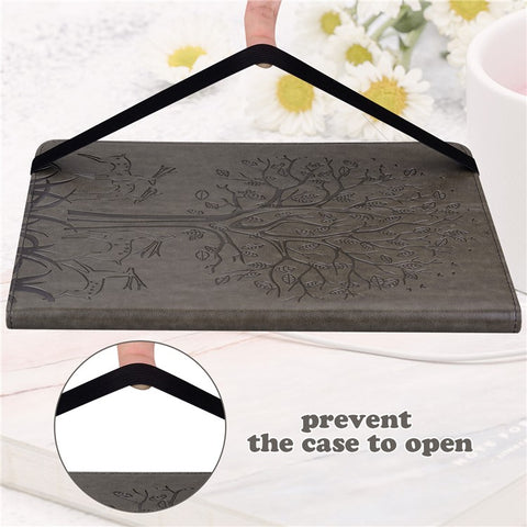 For Samsung Galaxy Tab S10 FE / S9 FE / S9 Tree Deer Imprinted Stand Cover PU Leather Card Holder Tablet Case