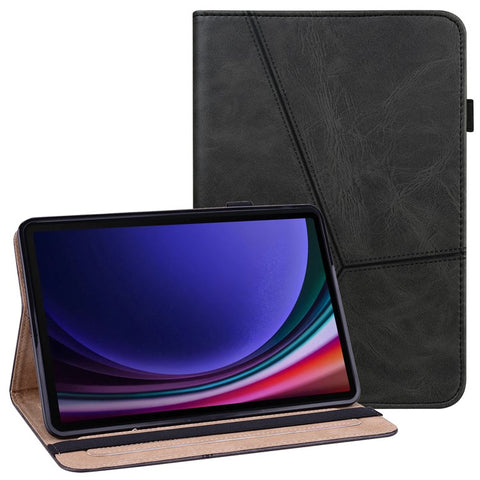 For Samsung Galaxy Tab S10 FE / S9 FE / S9 PU Stand Cover Line Imprinted Protective Tablet Cover with Card Slots
