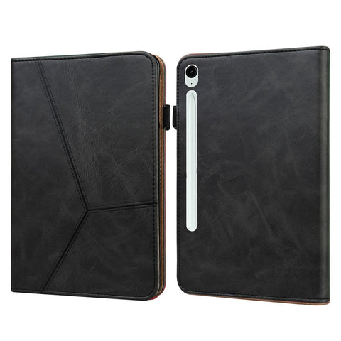 For Samsung Galaxy Tab S10 FE / S9 FE / S9 PU Stand Cover Line Imprinted Protective Tablet Cover with Card Slots