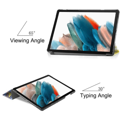 For Samsung Galaxy Tab A9+ Trifold Stand Tablet Case PU Leather Pattern Printing Smart Protective Cover