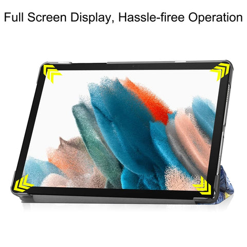 For Samsung Galaxy Tab A9+ Trifold Stand Tablet Case PU Leather Pattern Printing Smart Protective Cover