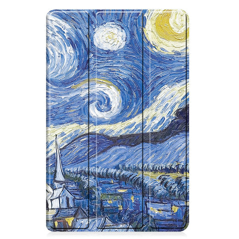 For Samsung Galaxy Tab A9+ Trifold Stand Tablet Case PU Leather Pattern Printing Smart Protective Cover