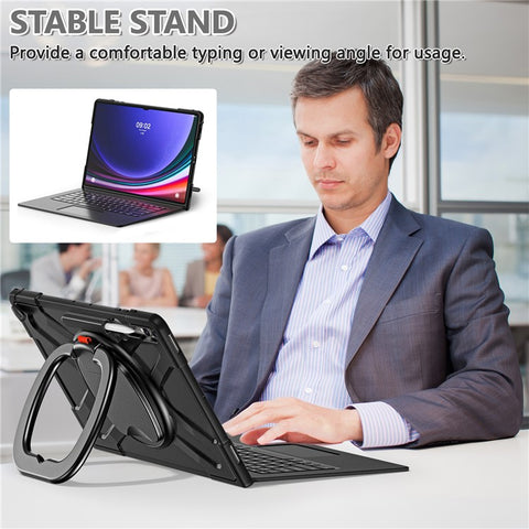 For Samsung Galaxy Tab S10 Ultra X920 / S8 Ultra X900 / X906 / S9 Ultra X910 Style-B Tablet Case Hand Grip Kickstand PC + TPU Tablet Cover