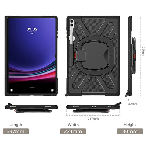 For Samsung Galaxy Tab S10 Ultra X920 / S8 Ultra X900 / X906 / S9 Ultra X910 Style-B Tablet Case Hand Grip Kickstand PC + TPU Tablet Cover