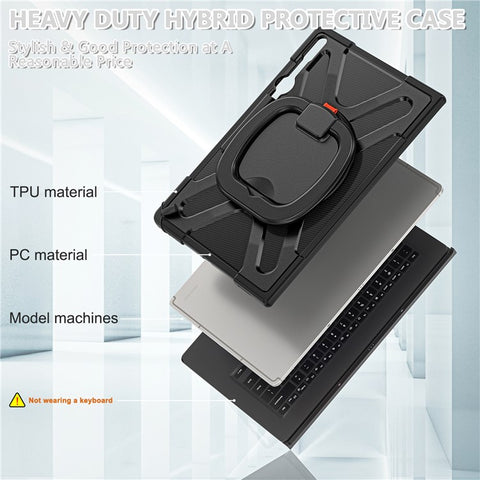 For Samsung Galaxy Tab S10 Ultra X920 / S8 Ultra X900 / X906 / S9 Ultra X910 Style-B Tablet Case Hand Grip Kickstand PC + TPU Tablet Cover