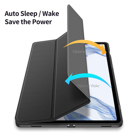 DUX DUCIS TOBY Series For Samsung Galaxy Tab S9 FE+ Tablet Leather Case Tri-fold Stand Cover with Pen Slot