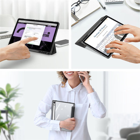 DUX DUCIS TOBY Series For Samsung Galaxy Tab S10 Lite / S10 FE / S9 FE / S9 Tablet Leather Case Tri-Fold Stand Pen Slot Cover