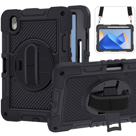 Silicone + PC Tablet Cover for Huawei MatePad 11 (2023) Shockproof Kickstand Cover with Wrist Band  /  Shoulder Strap