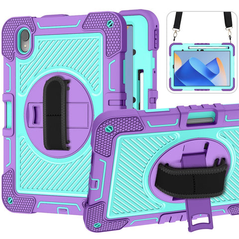 Silicone + PC Tablet Cover for Huawei MatePad 11 (2023) Shockproof Kickstand Cover with Wrist Band  /  Shoulder Strap