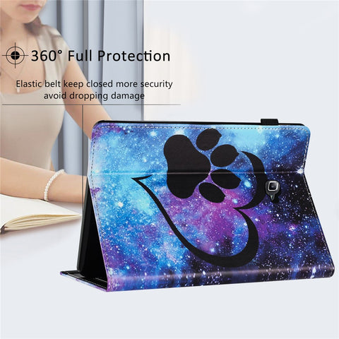 For Samsung Galaxy Tab A 10.1 (2016) T580 / T585 PU Leather Tablet Case Stand Shockproof Pattern Printing Cover